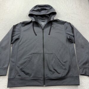 Nike Therma Fit Mens Gray Full Zip Hoodie Athletic Performance Jacket Size L